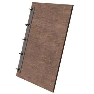 Деревянное меню с отверстием и металлическим зажимом