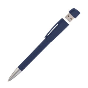 Ручка с флеш-картой USB 16GB «TURNUSsoftgrip M», цвет темно-синий-1