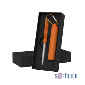 Набор ручка Skil + зарядное устройство Minty 2800 mAh в футляре, покрытие soft touch, цвет «оранжевый»