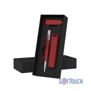 Набор ручка Clas + флеш-карта Case  8Гб + зарядное устройство Chida, емкость 2800 mAh, в футляре покрытие soft touch, цвет «красный»