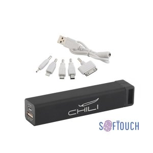 Зарядное устройство Chida 2800 mAh,  покрытие soft touch, цвет «черный»