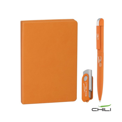 Подарочный набор Сорренто с блокнотом А6, покрытие soft touch, цвет «оранжевый»