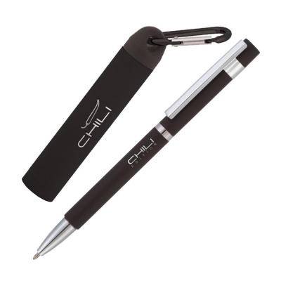 Набор ручка + зарядное устройство 2800 mAh в футляре покрытие soft touch, цвет «черный»