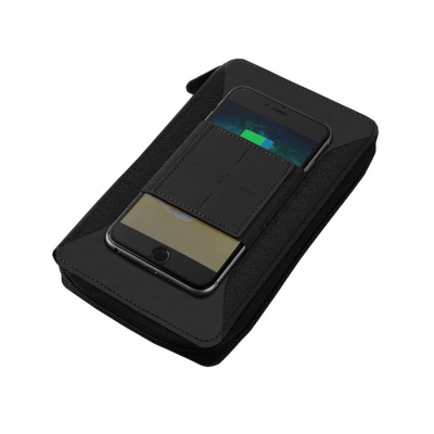 Дорожный органайзер с беспроводным зарядным устройством 4000 mAh, цвет черный-5