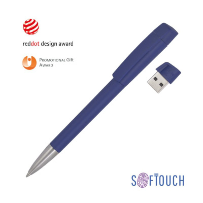 Ручка с флеш-картой USB 16GB «TURNUSsofttouch M», цвет темно-синий-1
